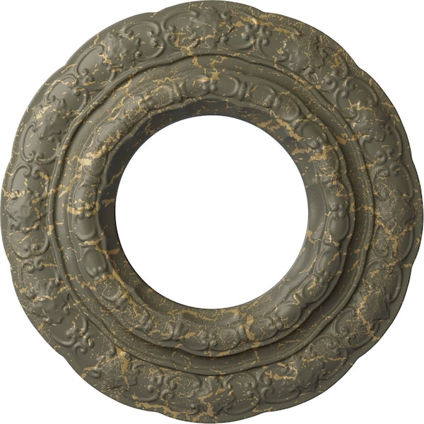 Ekena Millwork Lisbon Ceiling Medallion (Fits Canopies up to 7"), 15 3/8"OD x 7"ID x 1"P, Witch Hazel Crackle CM15LIWHC - main